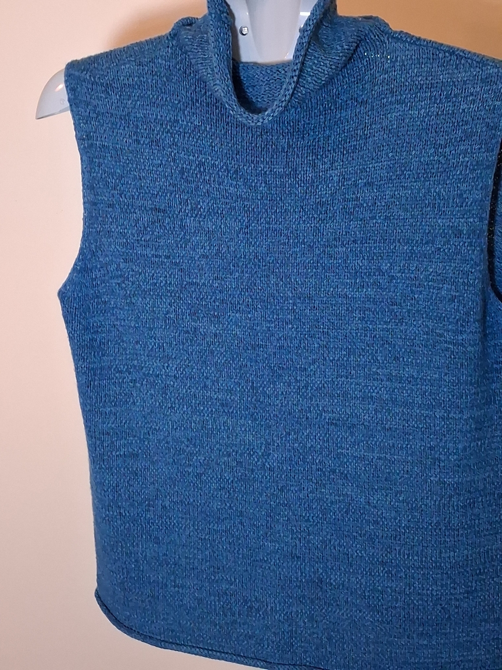 Teal Blue Sleeveless Turtleneck Sweater - Women's